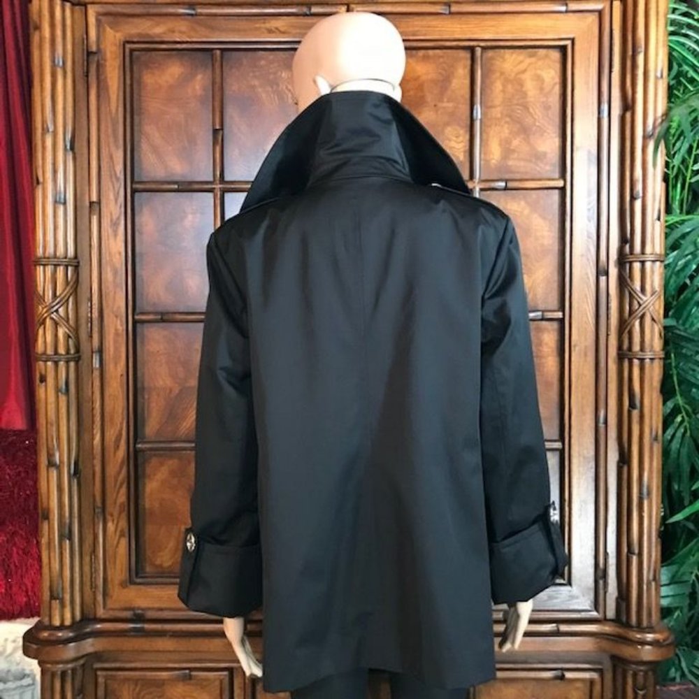 Anne Klein Black Milano Nights Cotton Blend Pea Coat - Picture 3 of 13
